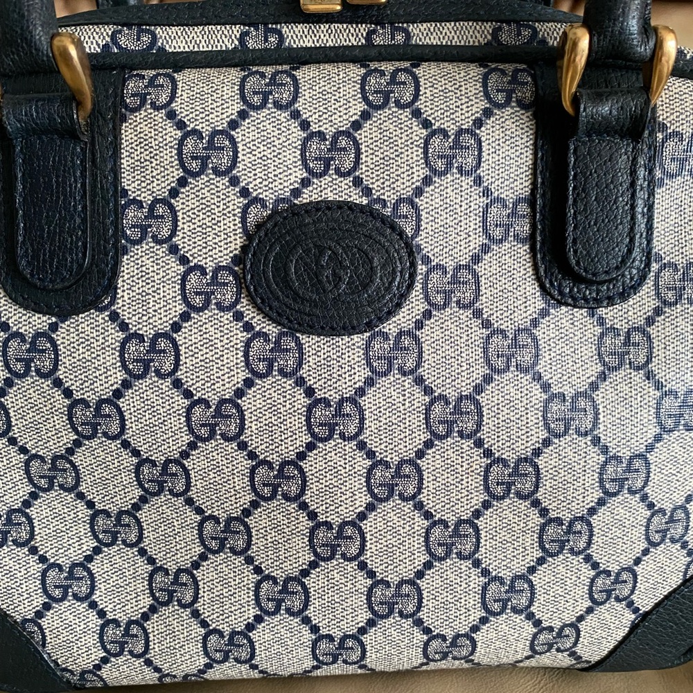 COA Gucci Vintage Mini Satchel GG Monogram Authentic Top Handle - Picture 4 of 15